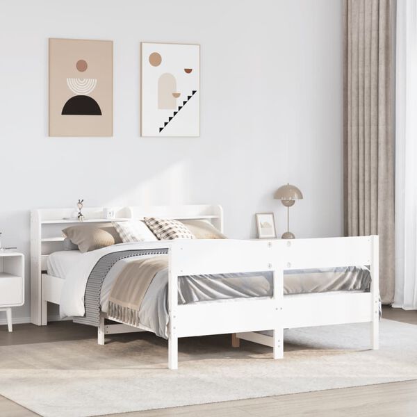 vidaXL Bed Frame without Mattress White 140x200 cm Solid Wood Pine