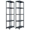 vidaXL Storage Shelf Racks 2 pcs Black 125 kg 60x30x180 cm Plastic