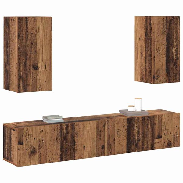 vidaXL TV Cabinet Set Wall-mounted 4 pcs Old Wood Engineered Wood