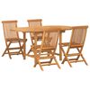 vidaXL Garden Dining Set 5 pcs Brown Solid Teak Wood