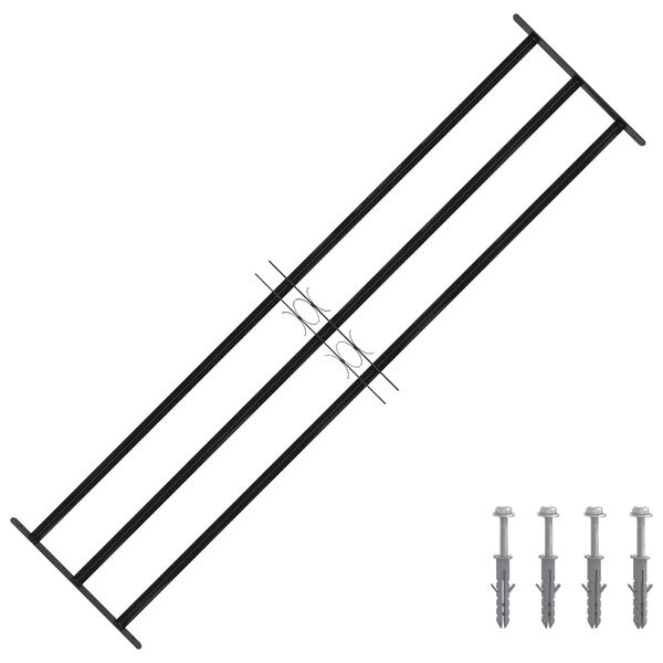 vidaXL Window Grille Black 174 x 45 cm Powder-Coated Steel