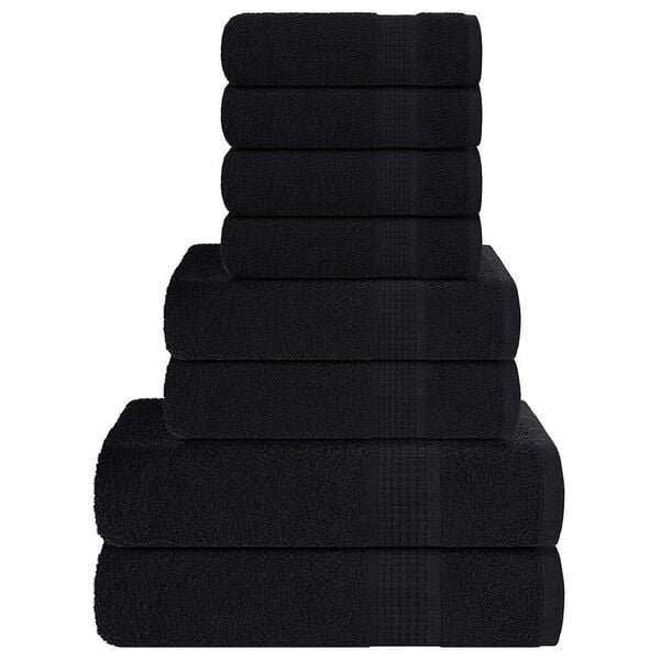 vidaXL 8 Piece Towel Set "FROGN" Black 360 gsm