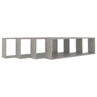 vidaXL Wall Cube Shelf 4 pcs Concrete Grey 100x15x30 cm Engineered Wood