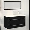 vidaXL Bathroom Sink Cabinet with Drawer Wall-mounted 3 pcs Black Oak
