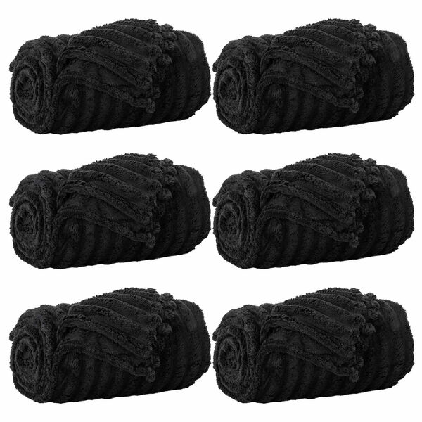 vidaXL Throw Blankets 6 pcs Black 150 x 130 cm Fleece