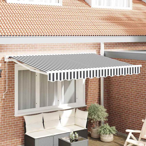 vidaXL Retractable Awning Manual Anthracite and White 350 x 200 cm