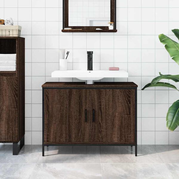 vidaXL Bathroom Sink Cabinet Brown Oak 80x30x60 cm Engineered Wood