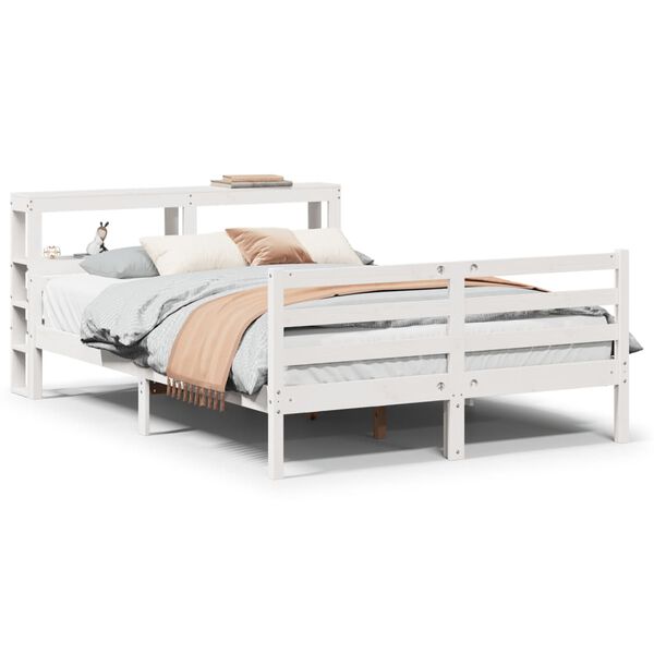 vidaXL Bed Frame with Headboard without Mattress White 135x190 cm Double
