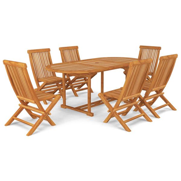 vidaXL 7 Piece Garden Dining Set Solid Teak Wood