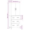 vidaXL Highboard Smoked Oak 69.5x34x180 cm Engineered Wood