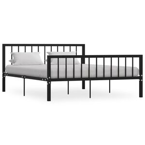 vidaXL Bed Frame without Mattress Black Metal 160x200 cm