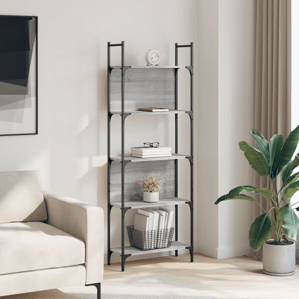 vidaXL Bookshelf Grey Sonoma 155.5x24x166.5 cm Engineered Wood