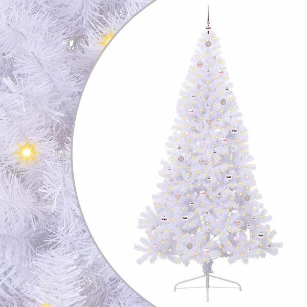 vidaXL Artificial Christmas Tree with Stand White 240 cm PVC and Steel