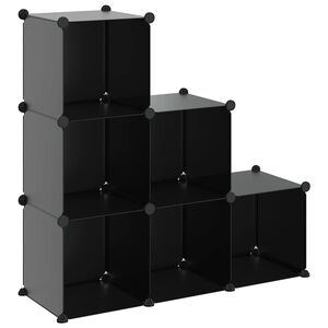 vidaXL Storage Cube Organiser with 6 Cubes Black PP