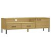vidaXL TV Cabinet with Metal Legs Brown Solid Wood Pine OSLO