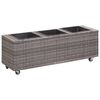 vidaXL Garden Raised Bed with 3 Pots 100x30x36 cm Poly Rattan Grey