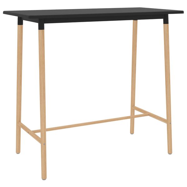 vidaXL Bar Table Black 120x60x105 cm MDF & Solid Beechwood