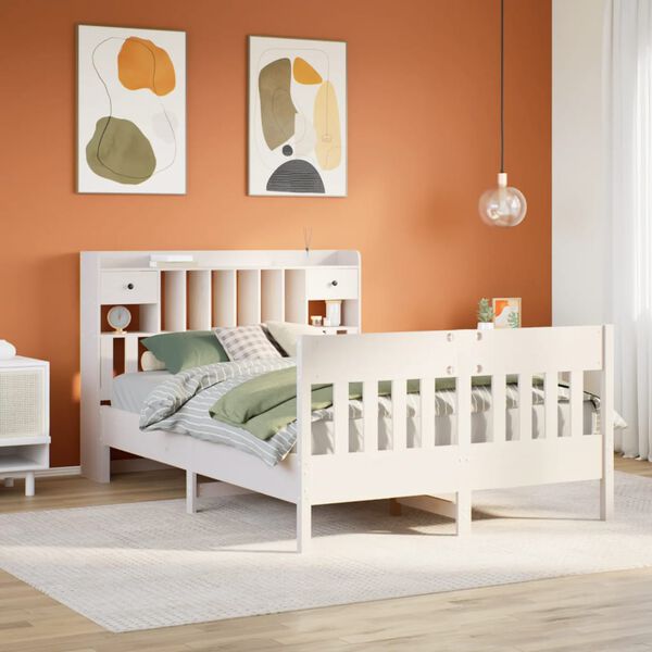 vidaXL Bed Frame without Mattress White 140x190 cm Solid Wood Pine