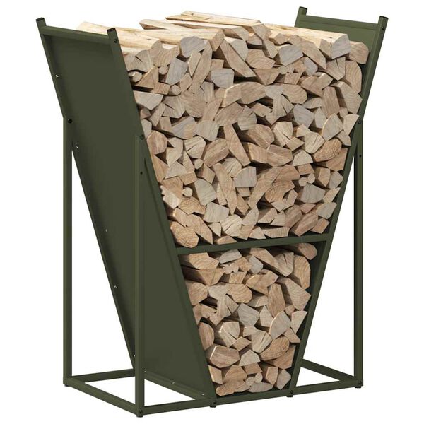 vidaXL Firewood Rack Olive Green 69.5x35x81 cm Cold-rolled steel