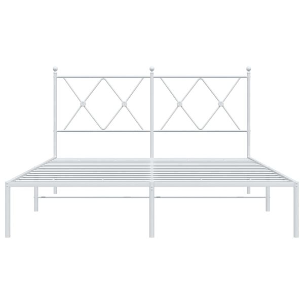 vidaXL Metal Bed Frame without Mattress with Headboard White 140x200cm