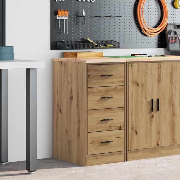 vidaXL Garage Storage Cabinet Artisan Oak 40x51x85 cm Solid Wood Pine
