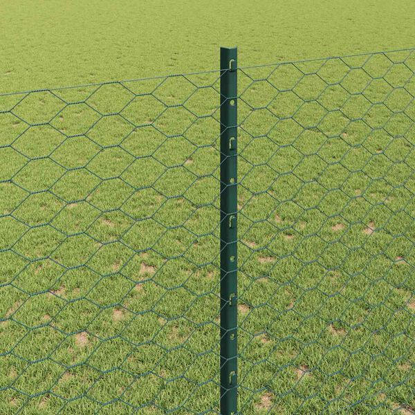 vidaXL Fence with Post Green 1.5 x 25 m Steel