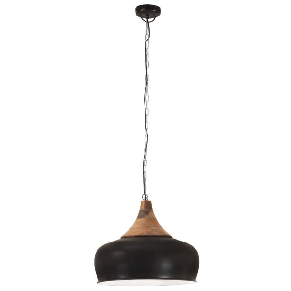 vidaXL Industrial Hanging Lamp Black Iron & Solid Wood 45 cm E27
