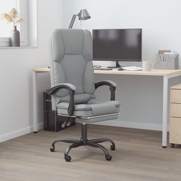 vidaXL Massage Reclining Office Chair Light Grey Fabric