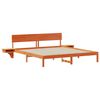 vidaXL Bed Frame with Headboard Wax Brown 180 x 200 cm Solid Pine Wood