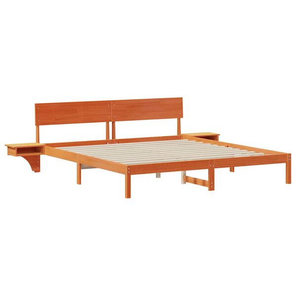 vidaXL Bed Frame with Headboard Wax Brown 180 x 200 cm Solid Pine Wood