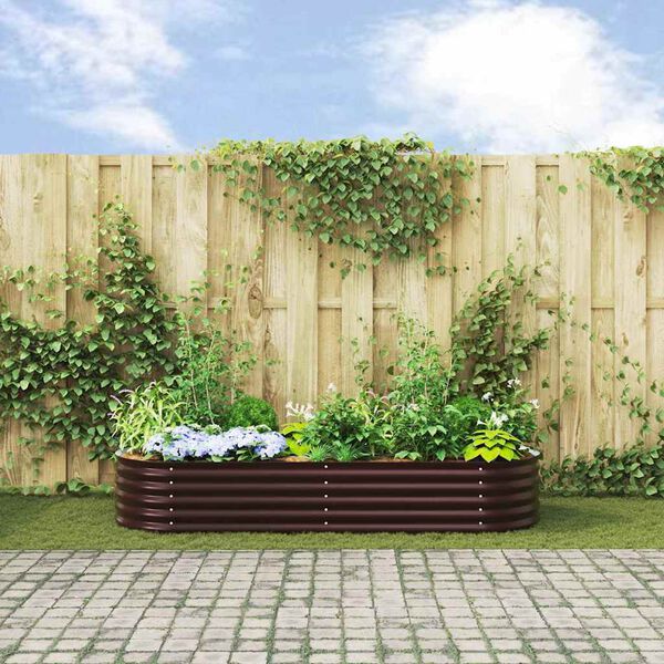 vidaXL Garden Raised Bed Brown 240 x 80 x 44 cm Steel