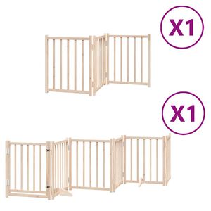 vidaXL Dog Gate with Door Foldable 9 Panels 450 cm Poplar Wood