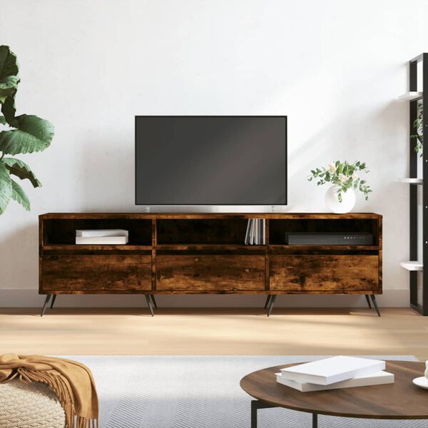 vidaXL TV Cabinet Smoked Oak 150x30x44.5 cm Engineered Wood