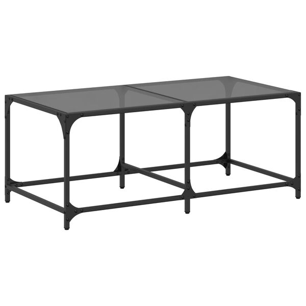 vidaXL Coffee Table with Black Glass Top 98.5x50x40 cm Steel