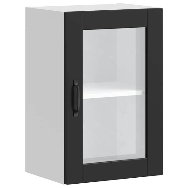 vidaXL Kitchen Wall Cabinet with Glass Door&nbsp;Porto Black