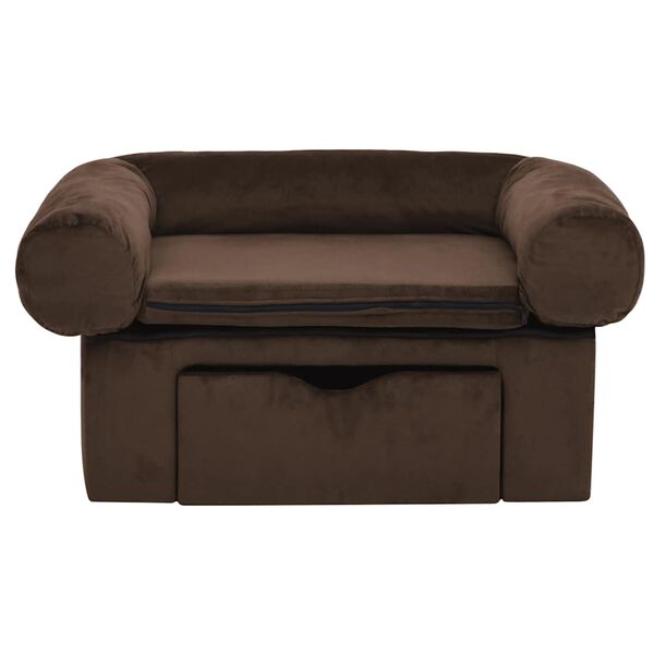 vidaXL Dog Sofa with Drawer Brown 75x50x38 cm Plush