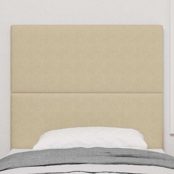 vidaXL LED Headboard with LED Strip Lights Grey green 90 cm Fabric