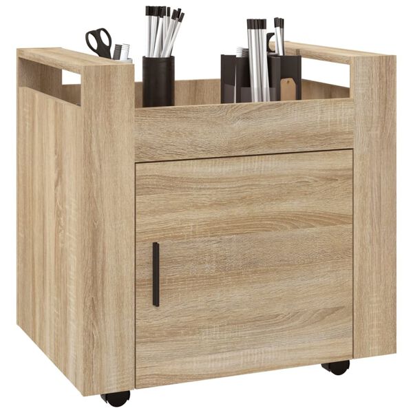 vidaXL Desk Trolley Sonoma Oak 60x45x60 cm Engineered Wood