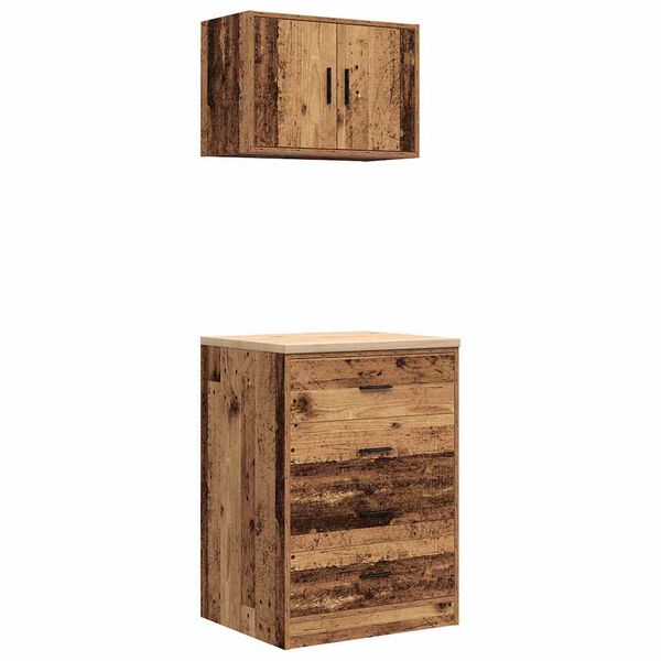 vidaXL Garage Cabinets 2 pcs Old Wood Engineered Wood