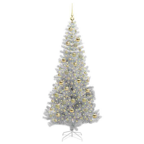 vidaXL Christmas Tree with 300 LEDs with Stand Silver 210 cm PET