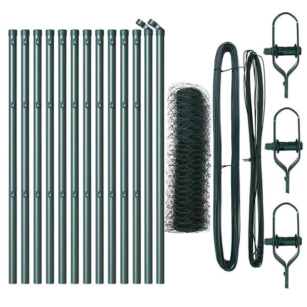 vidaXL Fence Post Green 25 x 0.6 m (50 mm mesh) Steel and PVC