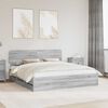 vidaXL Bed Frame with Drawer Grey Sonoma 200 x 200 cm Engineered Wood