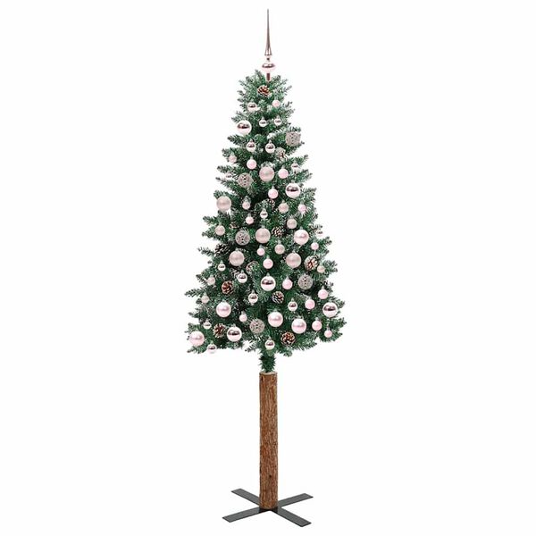 vidaXL Slim Christmas Tree with 300 LEDs Green and White 180 cm