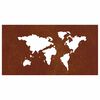 vidaXL Garden Wall Decoration 105x55 cm Corten Steel World Map Design