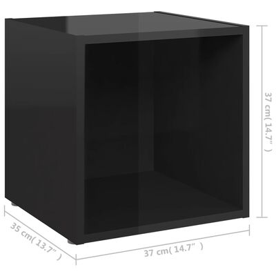 vidaXL TV Cabinet High Gloss Black 37x35x37 cm Engineered Wood