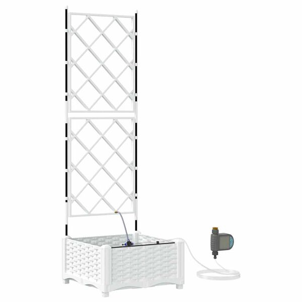 vidaXL Garden Planter White 40 x 40 x 126 cm Steel