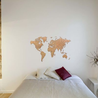 MiMi Innovations World Map Wall Decor Luxury Puzzle Brown 150x90 cm