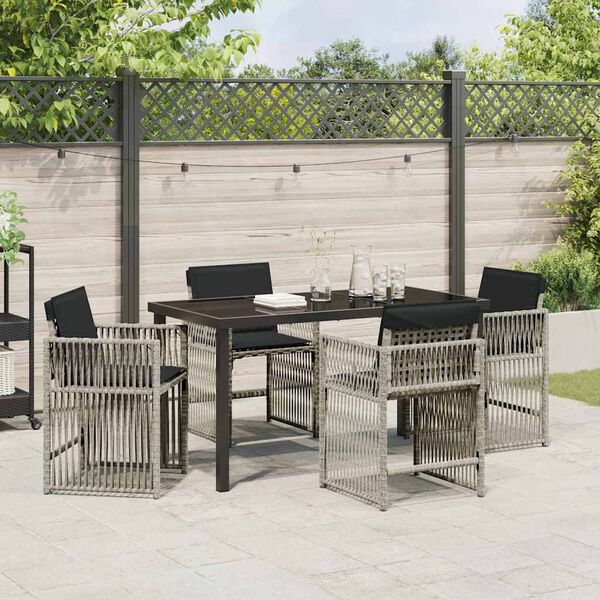 vidaXL Garden Dining Set 5 pcs Light Grey Poly Rattan