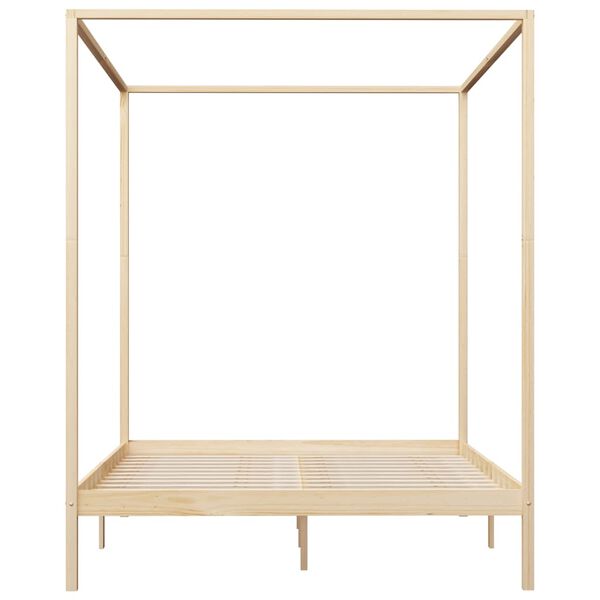 vidaXL Canopy Bed Frame without Mattress Solid Pine Wood 160x200 cm