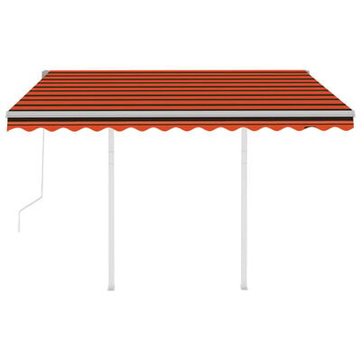 vidaXL Automatic Retractable Awning with Posts 3.5x2.5 m Orange&Brown